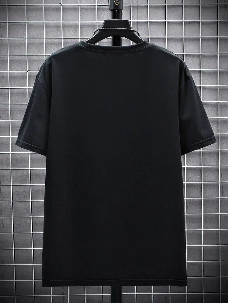 Mens Sticker Printed T-Shirt - LTMPRT19 - Black