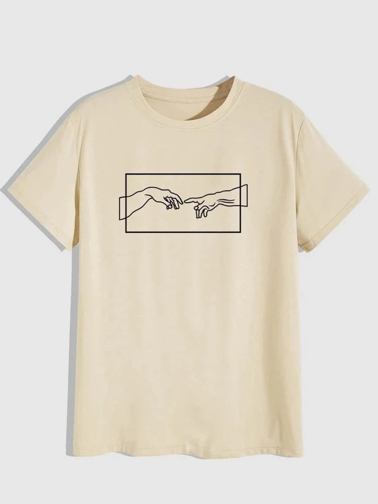 Mens Sticker Printed T-Shirt - LTMPRT21 - Cream
