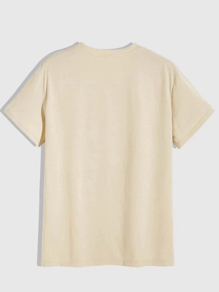 Mens Sticker Printed T-Shirt - LTMPRT21 - Cream