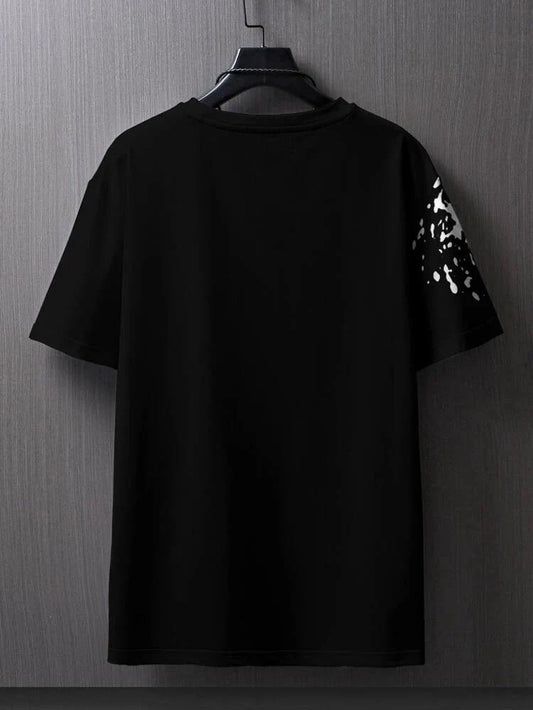 Mens Sticker Printed T-Shirt - LTMPRT14 - Black