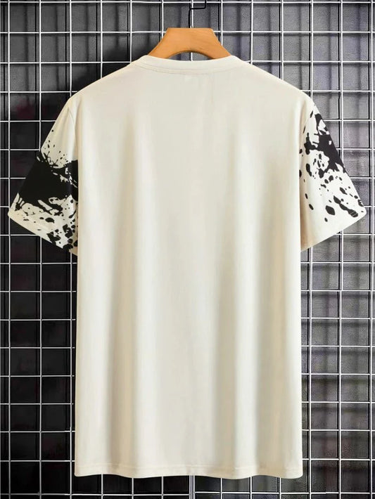 Mens Sticker Printed T-Shirt - LTMPRT14 - Cream