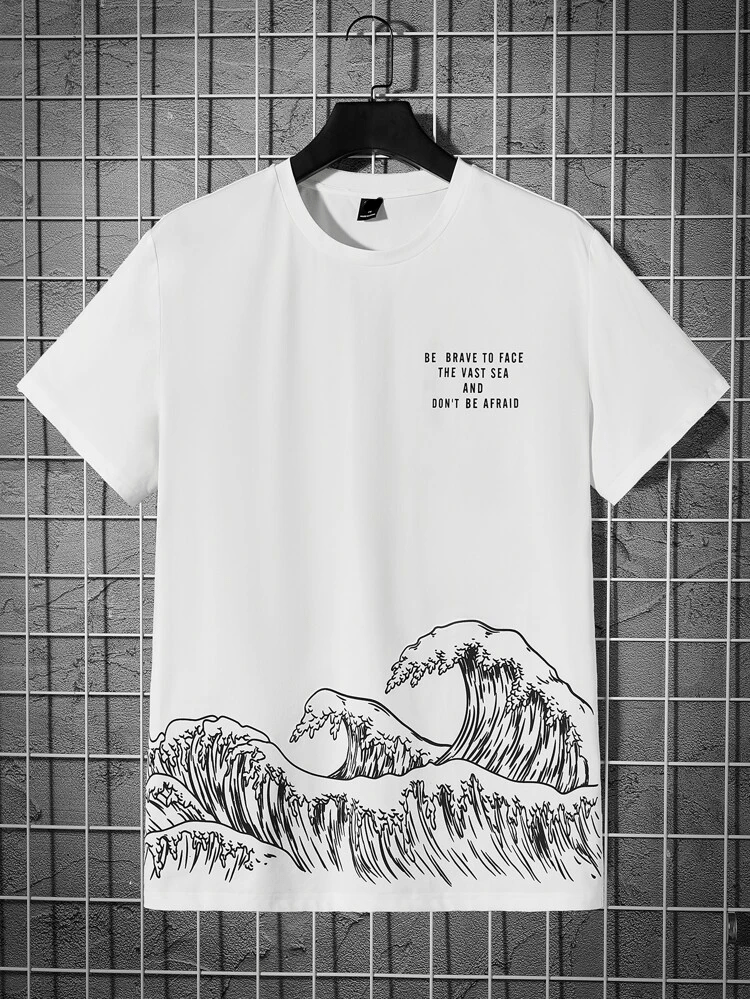 Mens Sticker Printed T-Shirt - LTMPRT15 - White