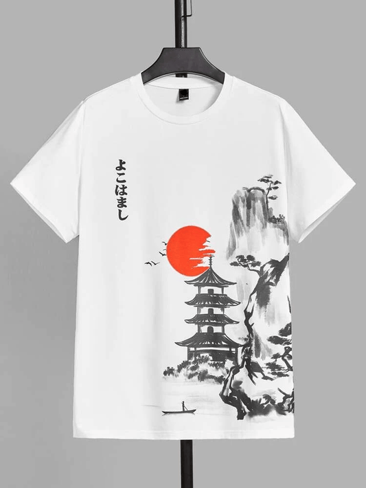 Mens Sticker Printed T-Shirt - LTMPRT16 - White