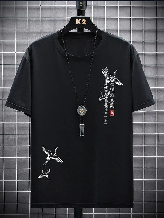 Mens Sticker Printed T-Shirt - LTMPRT19 - Black
