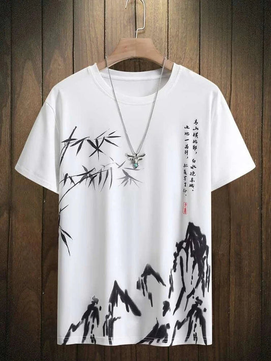 Mens Sticker Printed T-Shirt - LTMPRT26 - White