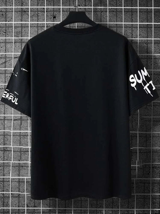 Mens Sticker Printed T-Shirt - LTMPRT29 - Black
