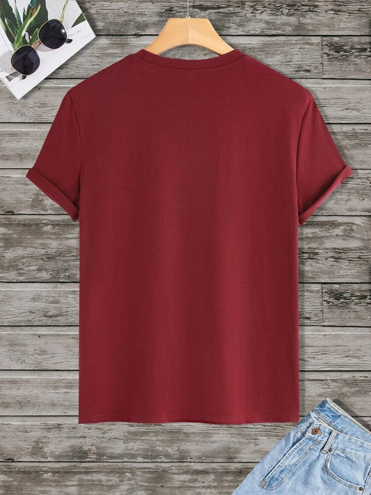 Mens Sticker Printed T-Shirt - LTMPRT30 - Maroon