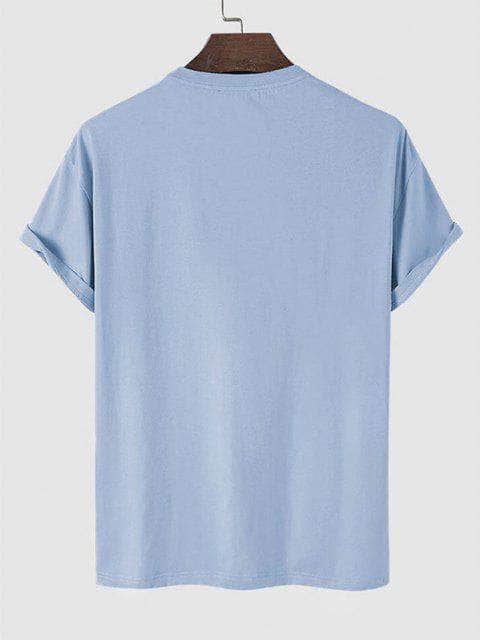 Mens Sticker Printed T-Shirt - LTMPRT44 - Light Blue