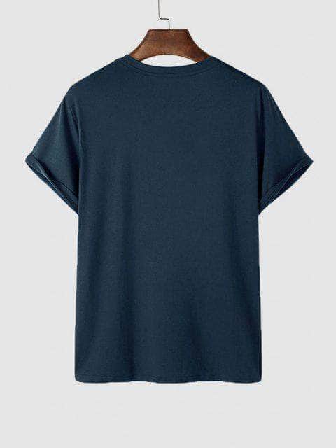 Mens Sticker Printed T-Shirt - LTMPRT45 - Navy Blue
