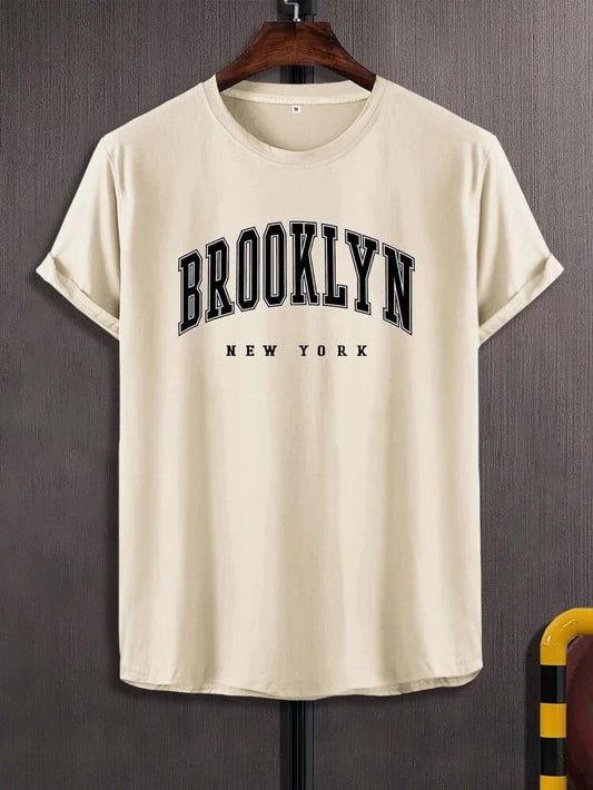 Mens Sticker Printed T-Shirt - LTMPRT46 - Cream