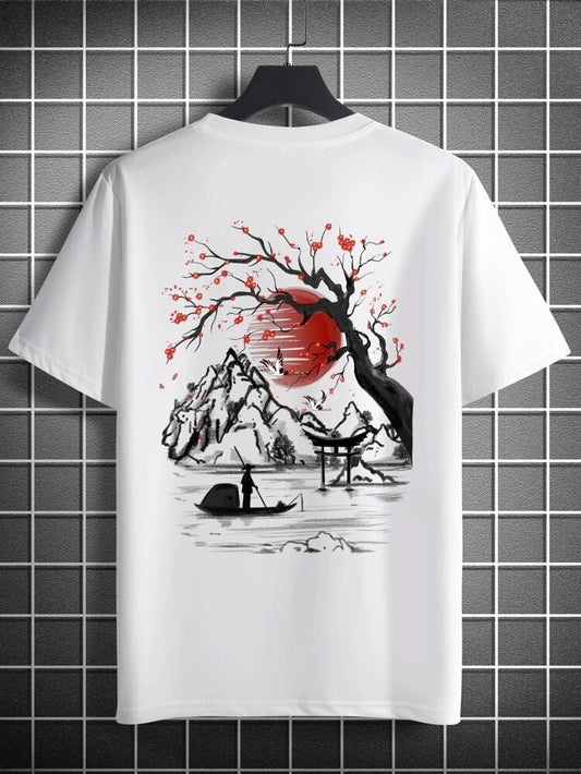 Mens Sticker Printed T-Shirt - LTMPRT47 - White
